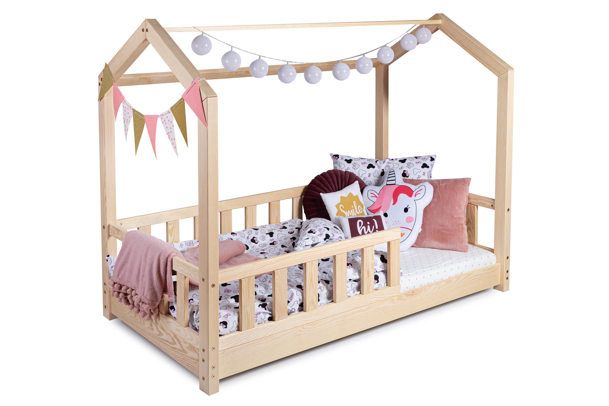 Lit Cabane 90 X 190 Cm Lit Maison En Bois Pour Enfant Avec Sommier Et